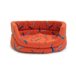 Large++ Orange Hare Print Slumber Dog Bed - Danish Design Woodland Hare 40" 101cm
